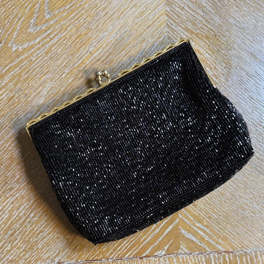 Elegant Black Beaded Clutch